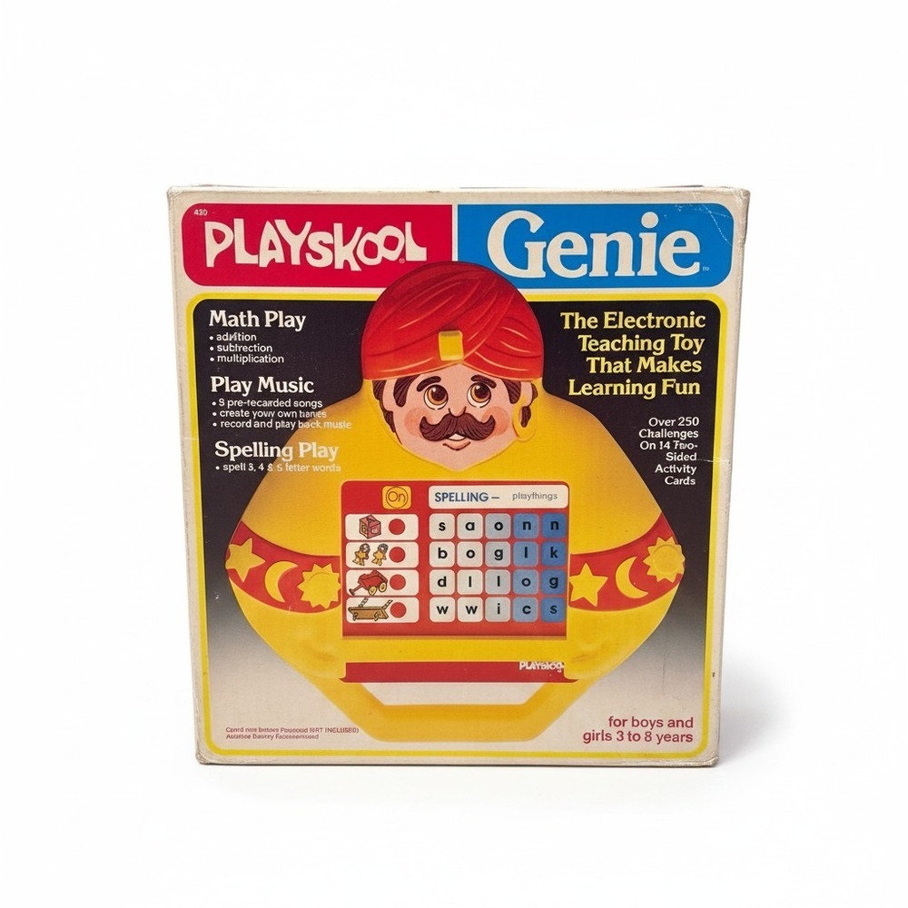Vintage 1981 Playskool Genie Electronic Teaching Toy Math Spelling Music 420 Box